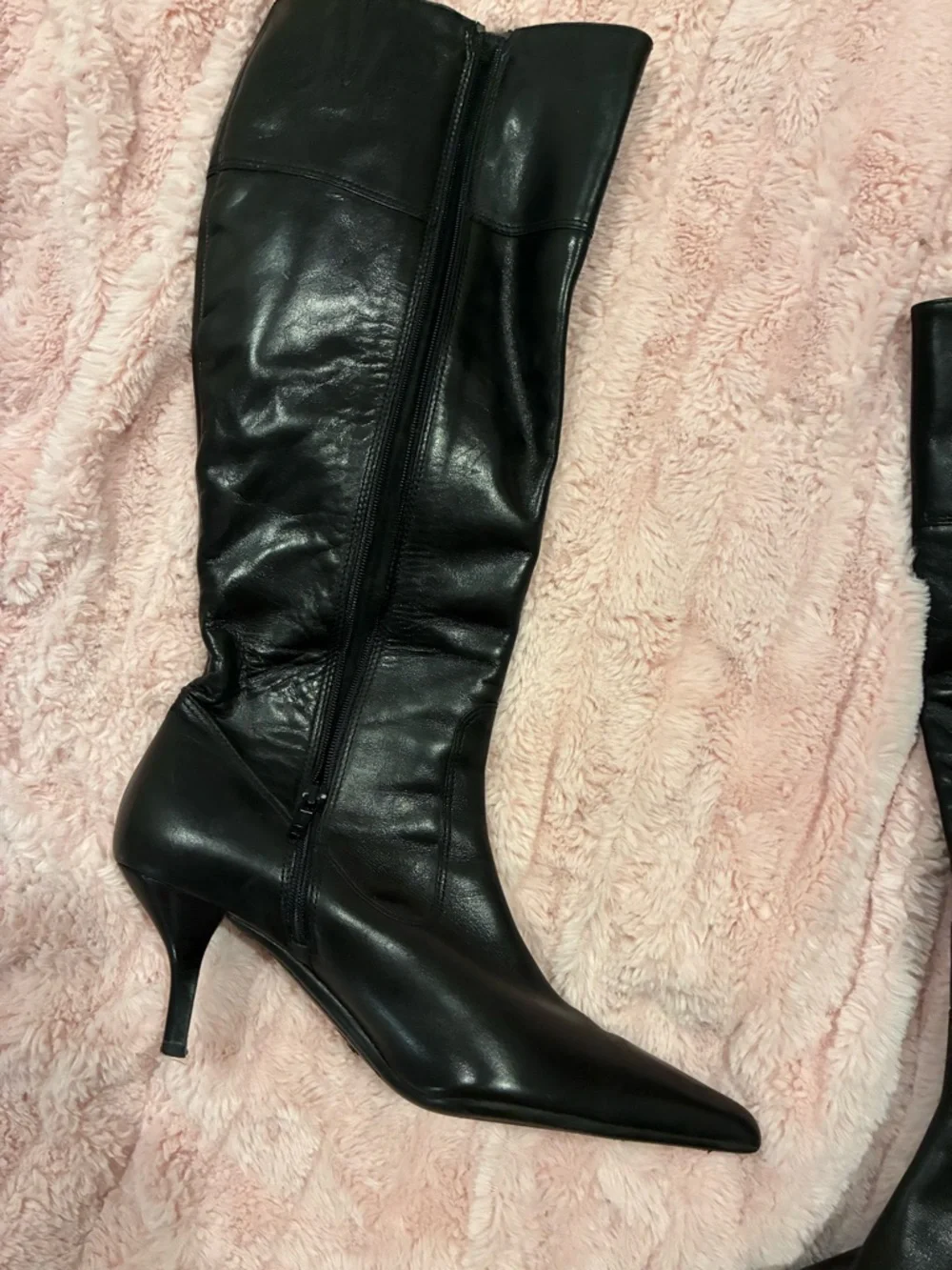 Coach Black Pointed-Toe Mid-Heel Knee Boots - Picture 3 of 4